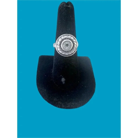 Brighton 1980s Brighton Sayan 925 Sterling Cable Around Cz Statement Ring…Sz 6 - Picture 3 of 8